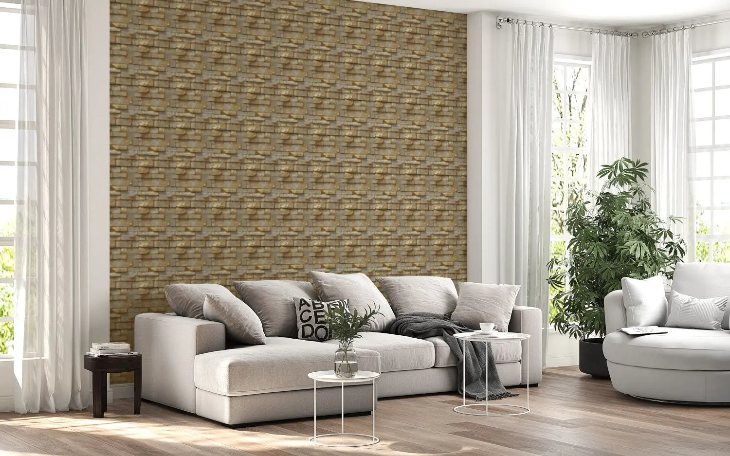Gilded Canyon Stone Wall WallCreatives