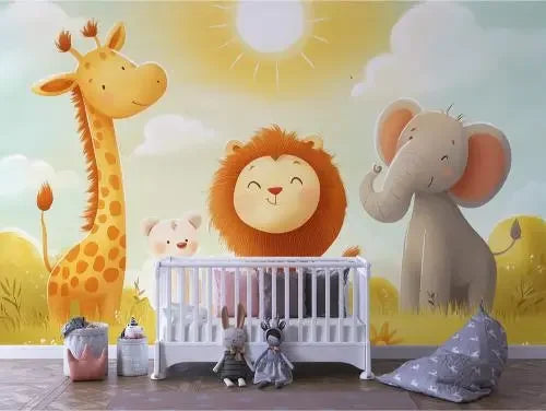 Sunny Safari Friends Mural - WallCreatives