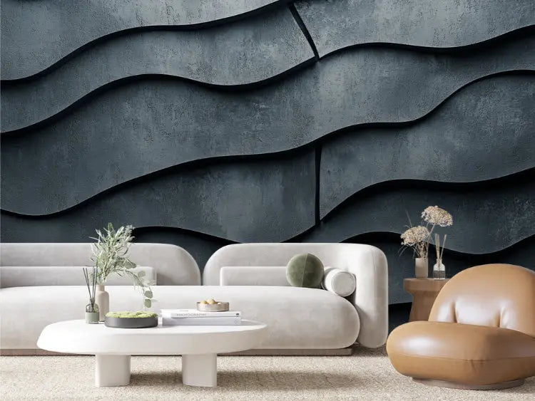 shadowed slate wave wall - wallcreatives