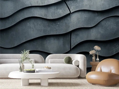 Shadowed Slate Wave Wall - WallCreatives