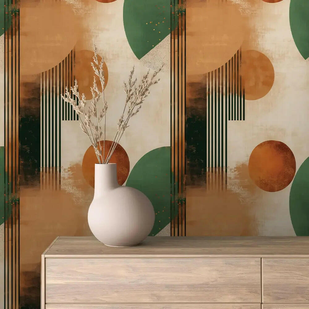 Terracotta & Sage Geometric Harmony - WallCreatives