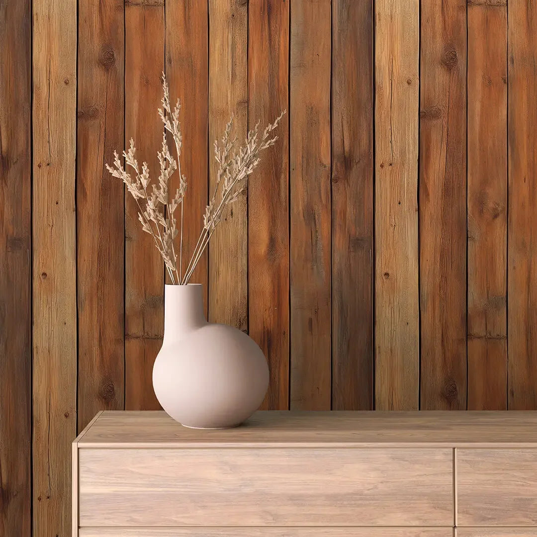 Warm Cabin Wood Paneling - WallCreatives