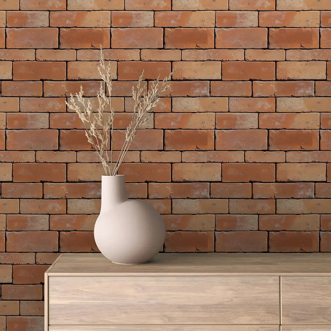 Sun-Kissed Terracotta Brick Wall - WallCreatives