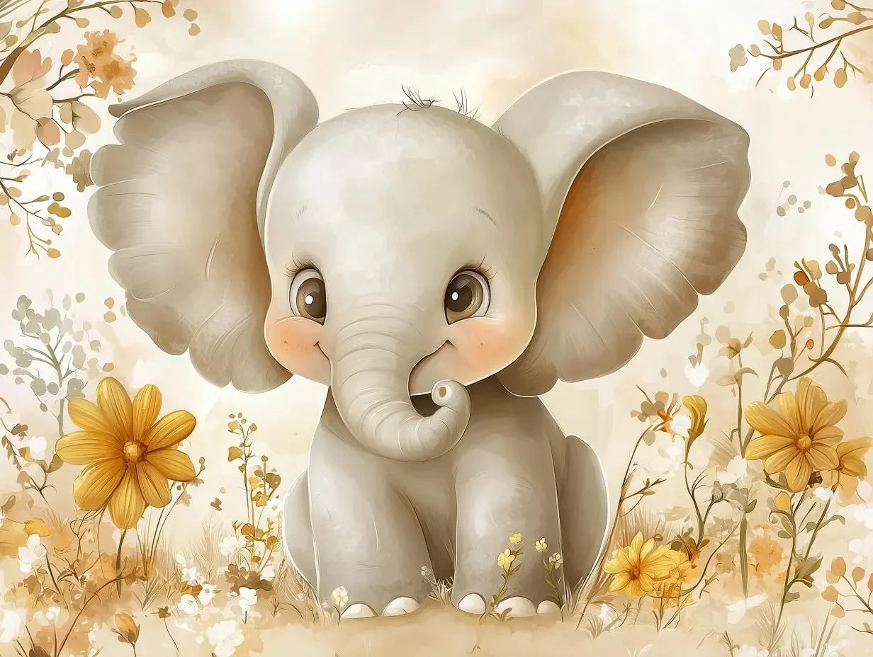 whispering meadow elephant mural - wallcreatives