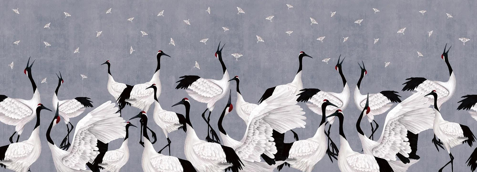 Grus Japonesis in Blue Wallpaper Vladila