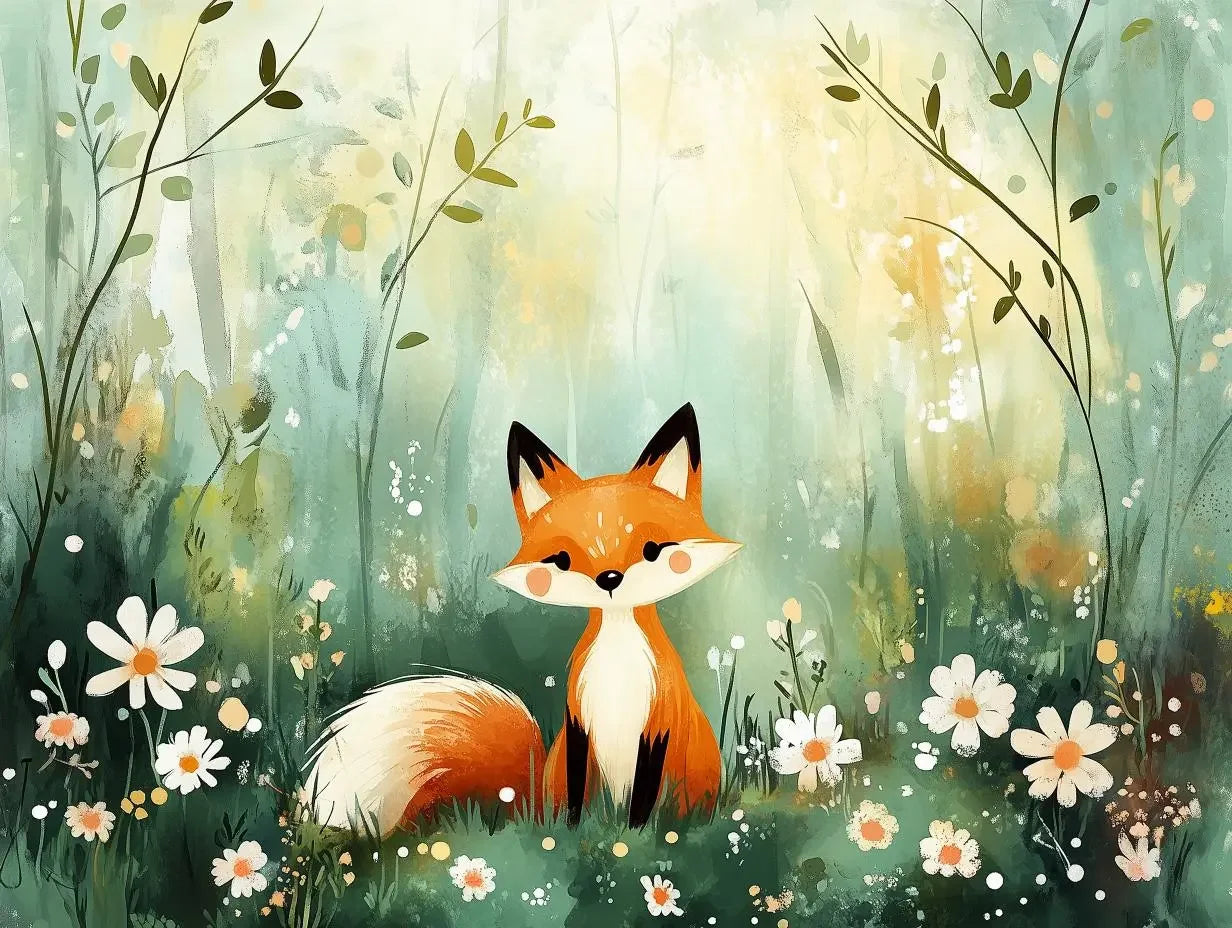 enchanted forest fox mural - wallcreatives