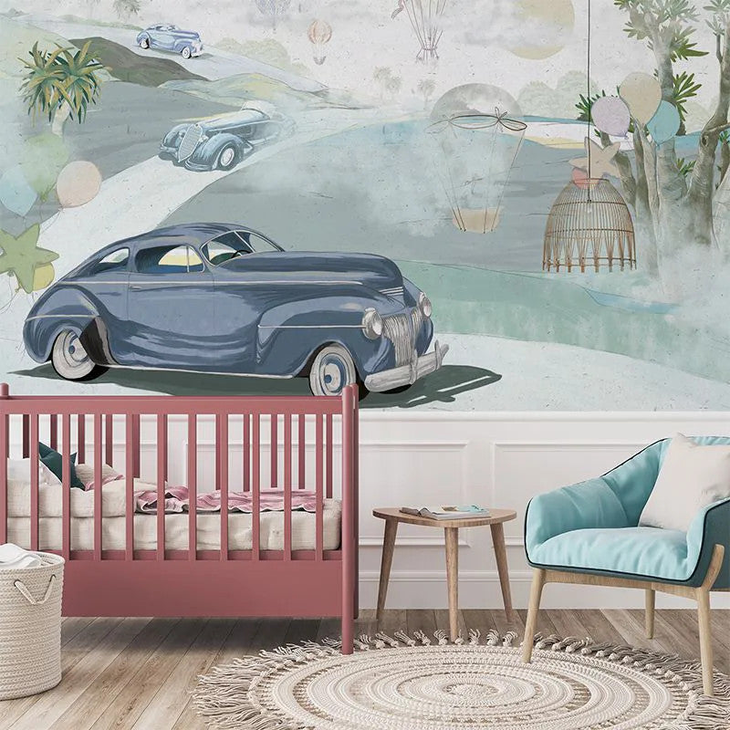 Retro cars (blue) Wallpaper Vladila