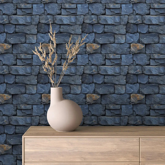 Cobalt Slate Ledge Stone Wall - WallCreatives