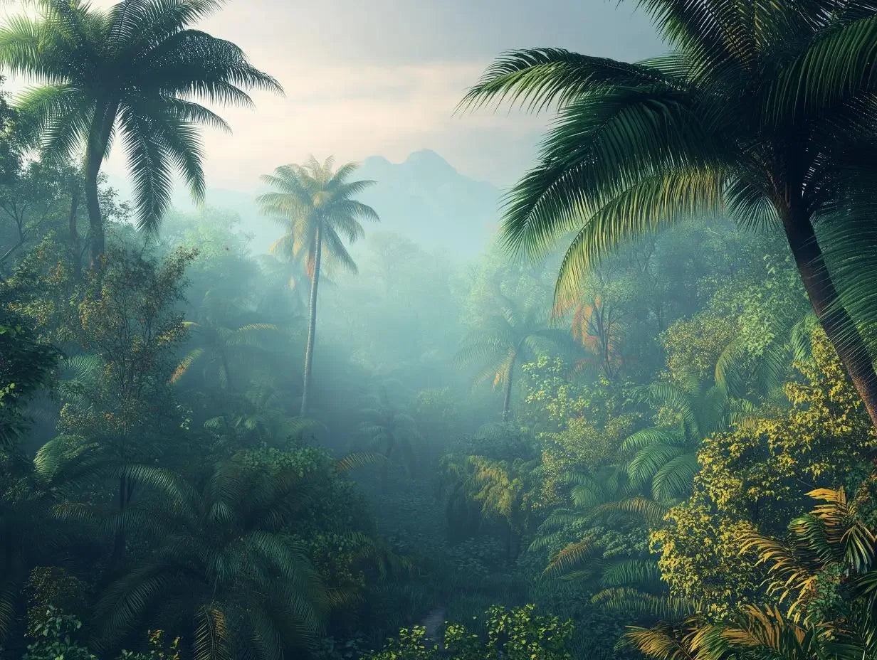 Verdant Jungle Mist Mural - WallCreatives