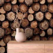 Rustic Fireside Log Stack - WallCreatives