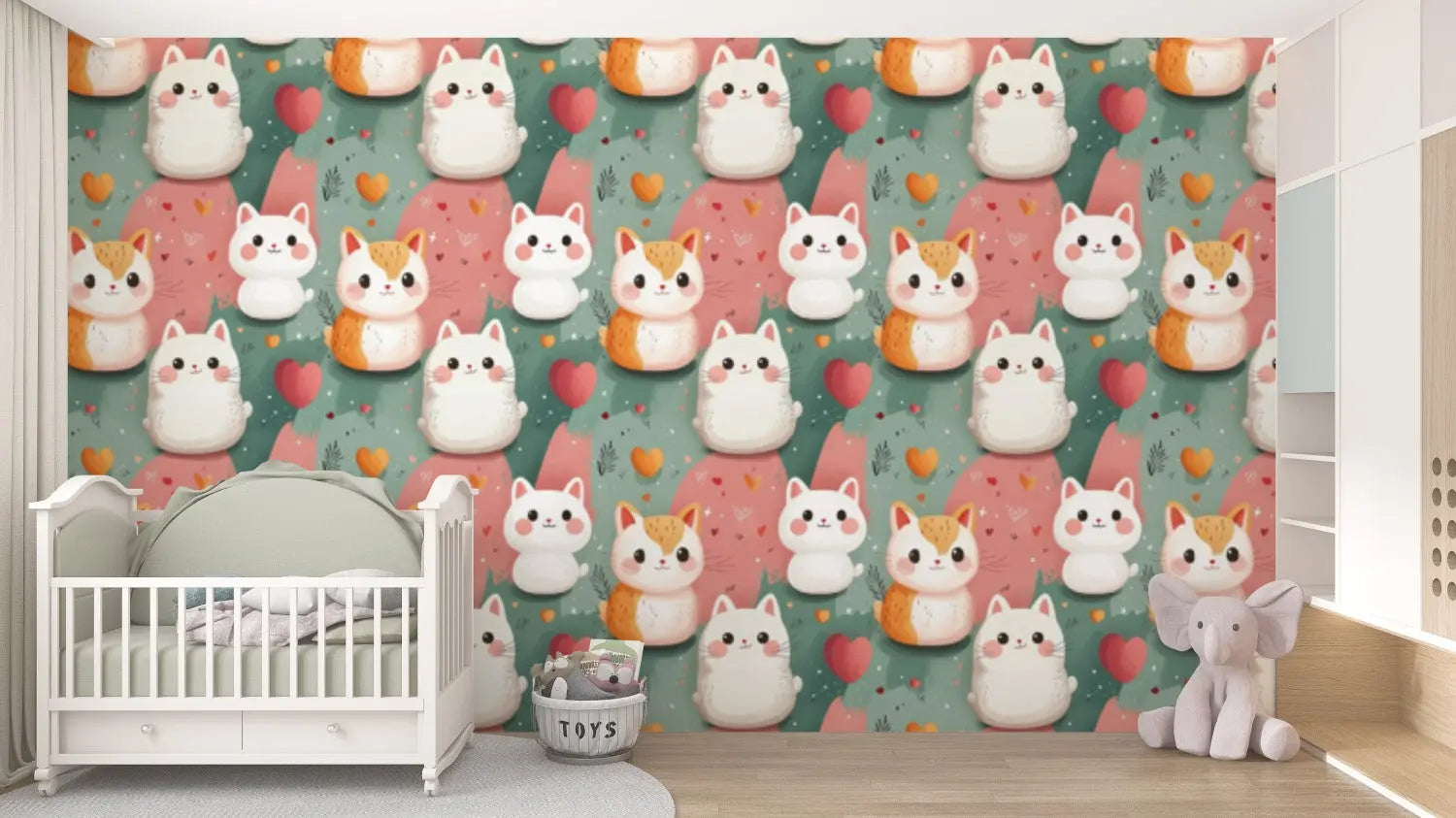 Kawaii Cat Cuddle Paradise WallCreatives