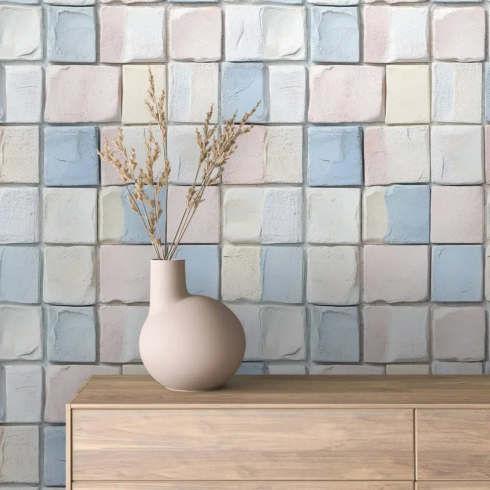 Artisan Pastel Block Mosaic - WallCreatives