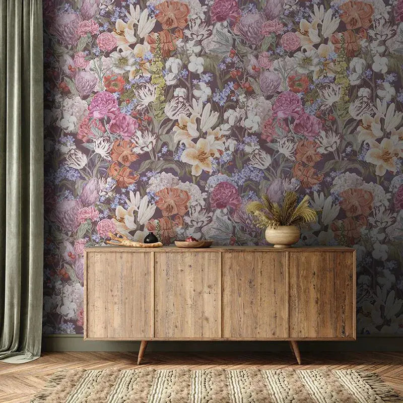 Primavera Pastel Flowers (Dark) Wallpaper Vladila