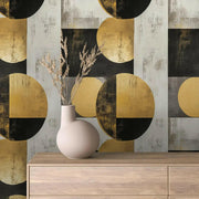Gilded Geometry Abstract Mural - WallCreatives