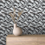 Serene Sculptural Waves Wallpaper - WallCreatives