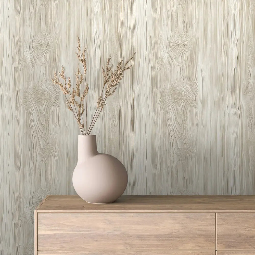 Whitewashed Whisper Wood Wallpaper - WallCreatives