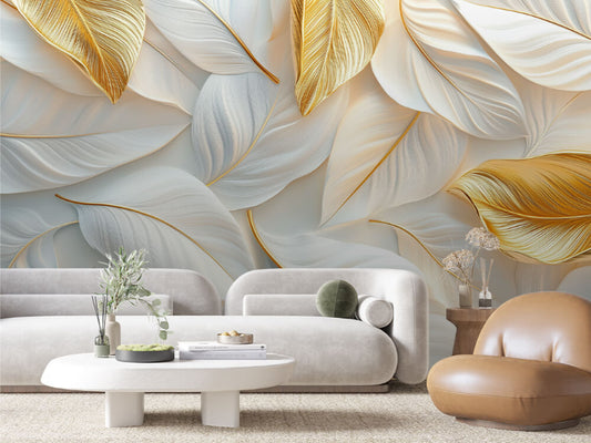 Ethereal Gold Plume Wallpaper