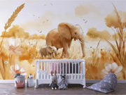 Golden Savannah Serenity Mural - WallCreatives