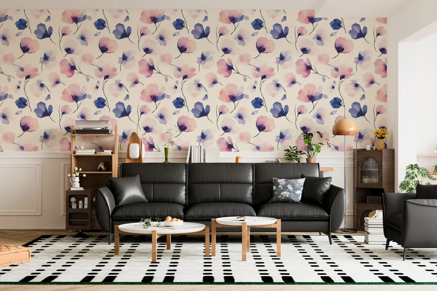 Whispering Blooms Watercolor Mural WallCreatives
