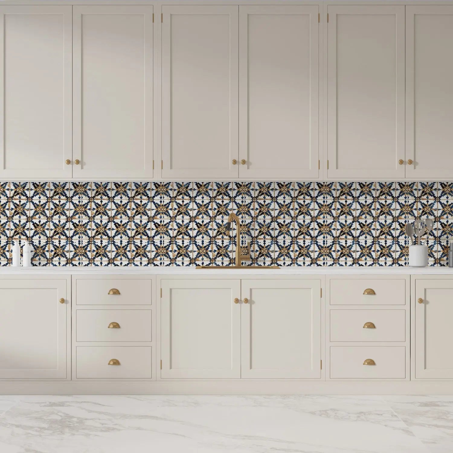 Gilded Cobalt Heritage Tiles WallCreatives