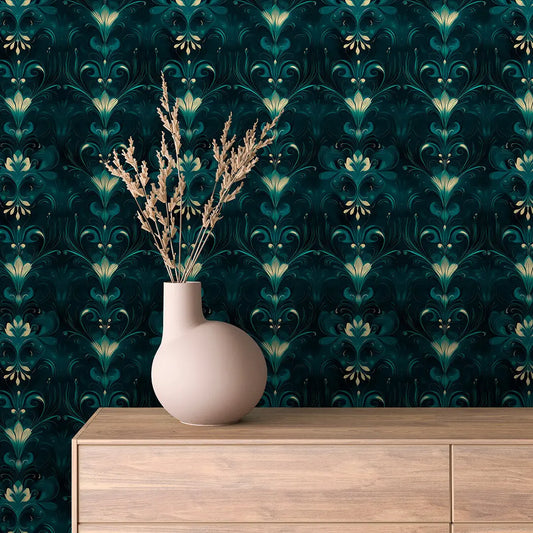 Midnight Teal Garden - WallCreatives