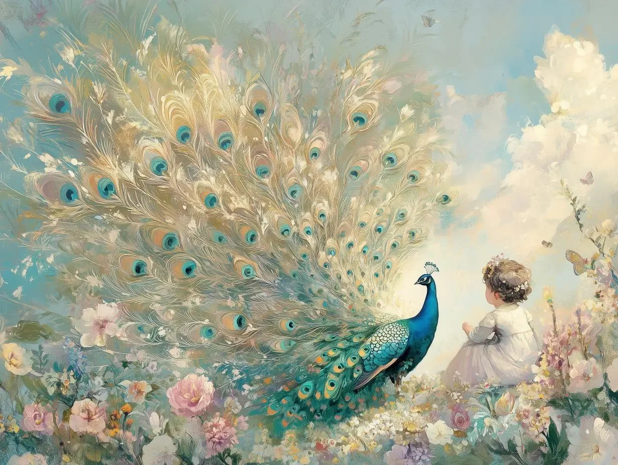Whispers of a Gilded Peacock - WallCreatives