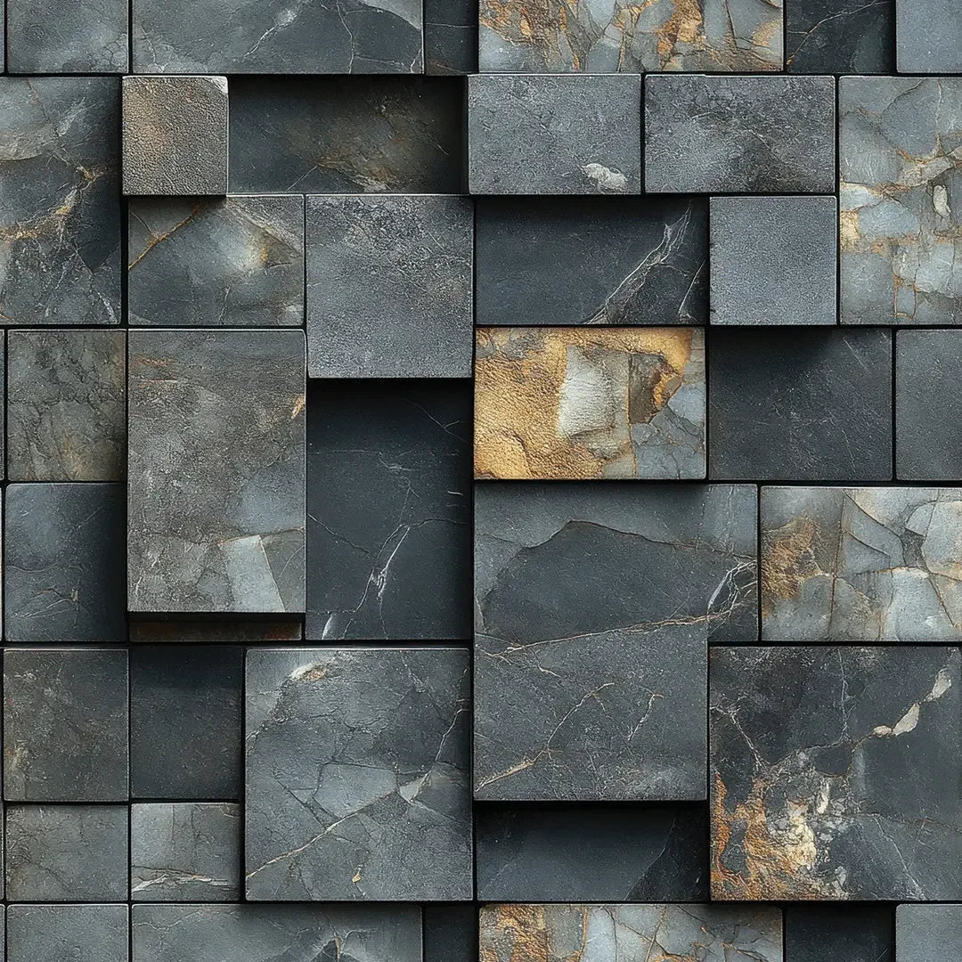 Obsidian Gold Block Panel - WallCreatives