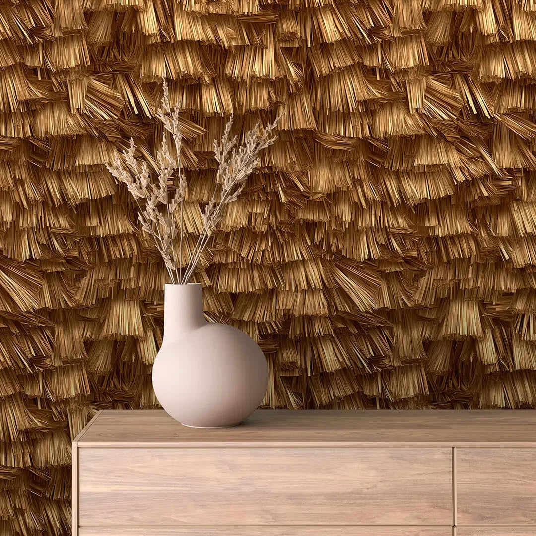 Golden Thatch Weave Wallpaper - WallCreatives