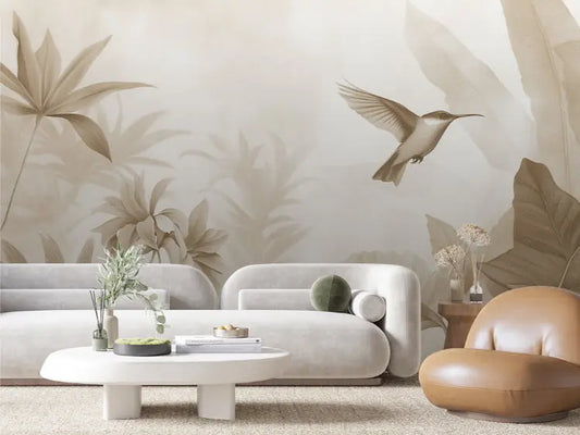 Sepia Hummingbird Serenade - WallCreatives
