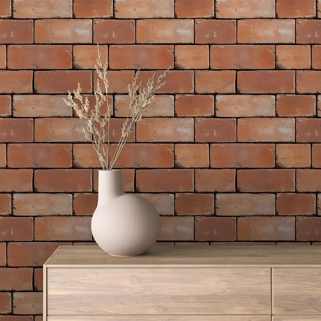 Warm Terracotta Kiln Brick Wall - WallCreatives