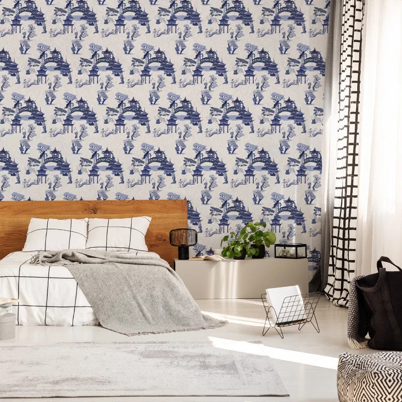 Chinese toile (blue) Wallpaper Vladila