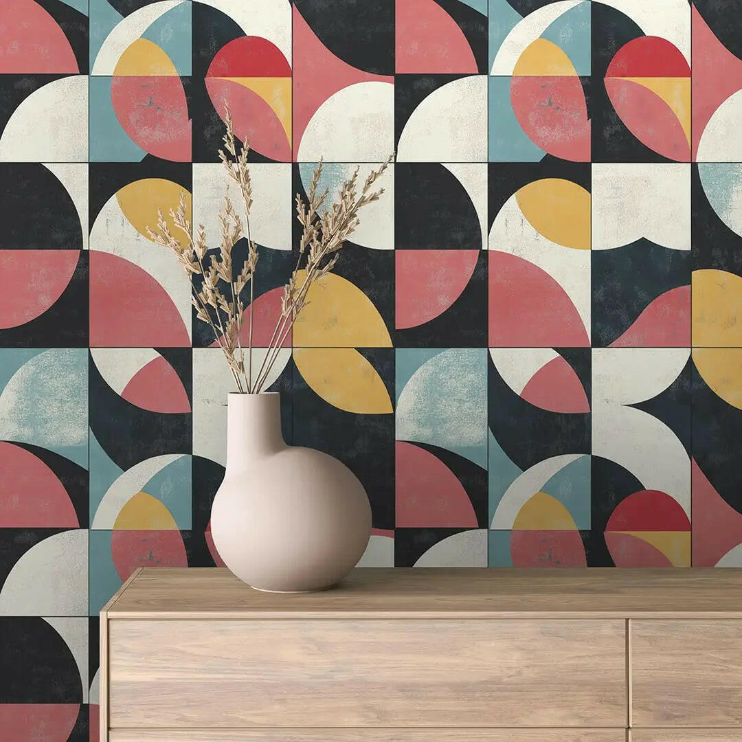 retro geometric rhythm wallpaper - wallcreatives