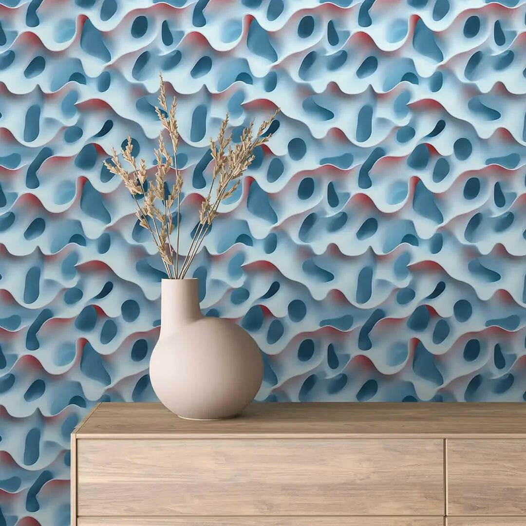 Ethereal Blue Coral Lattice - WallCreatives