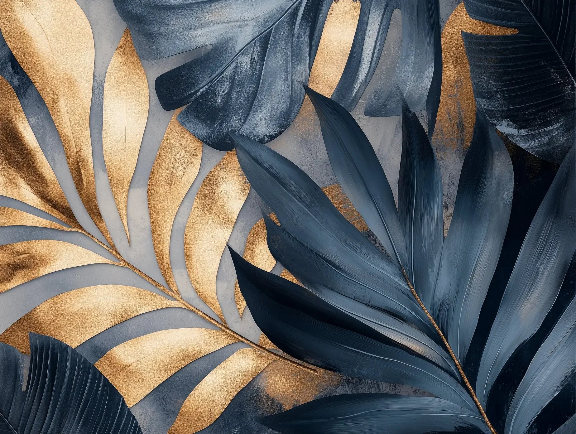 Golden Twilight Botanical Mural - WallCreatives