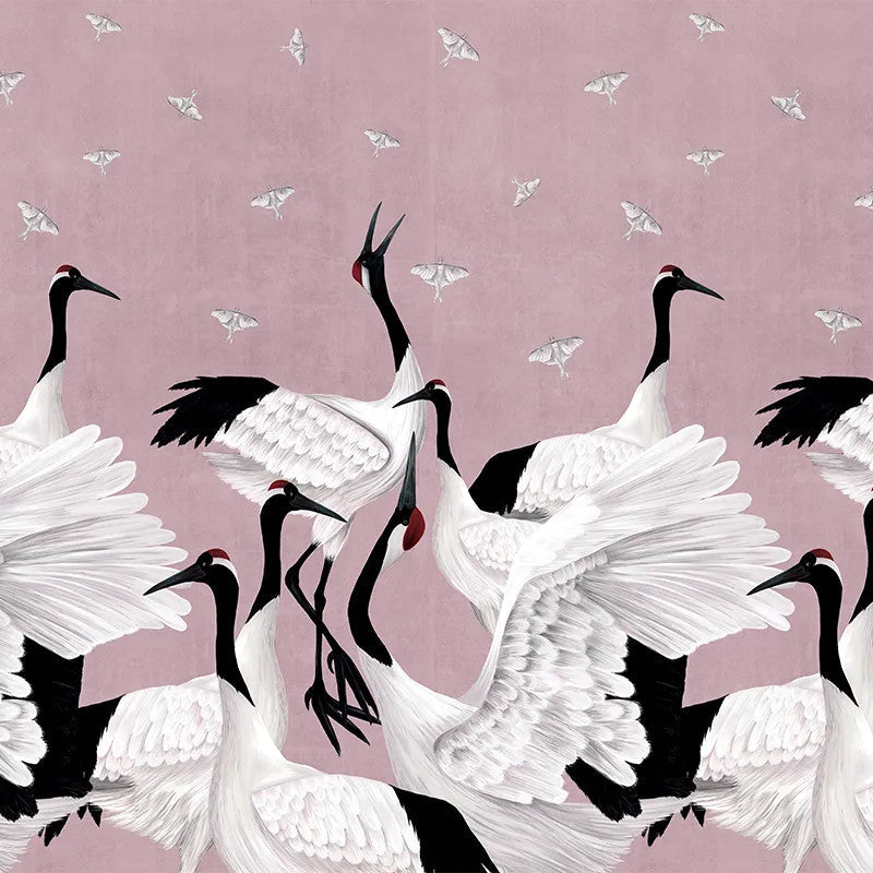 Grus Japonesis in Pink Wallpaper Vladila