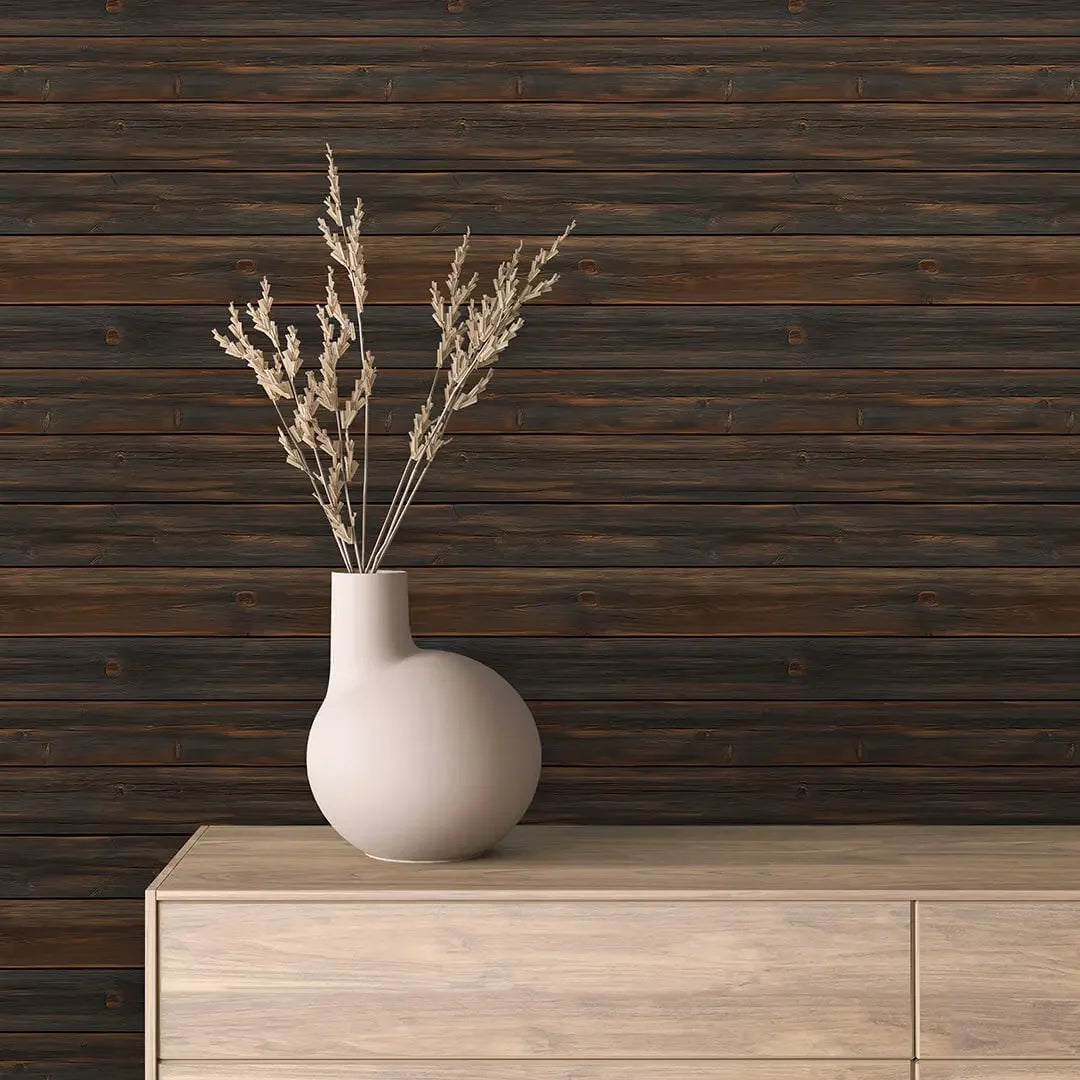 Rustic Hearthwood Plank Wallpaper - WallCreatives