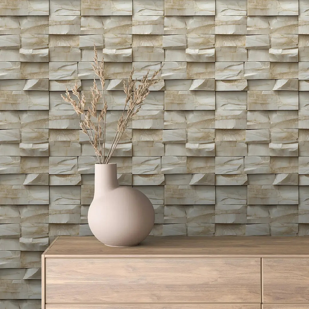 Ethereal Marble Block Wall - WallCreatives