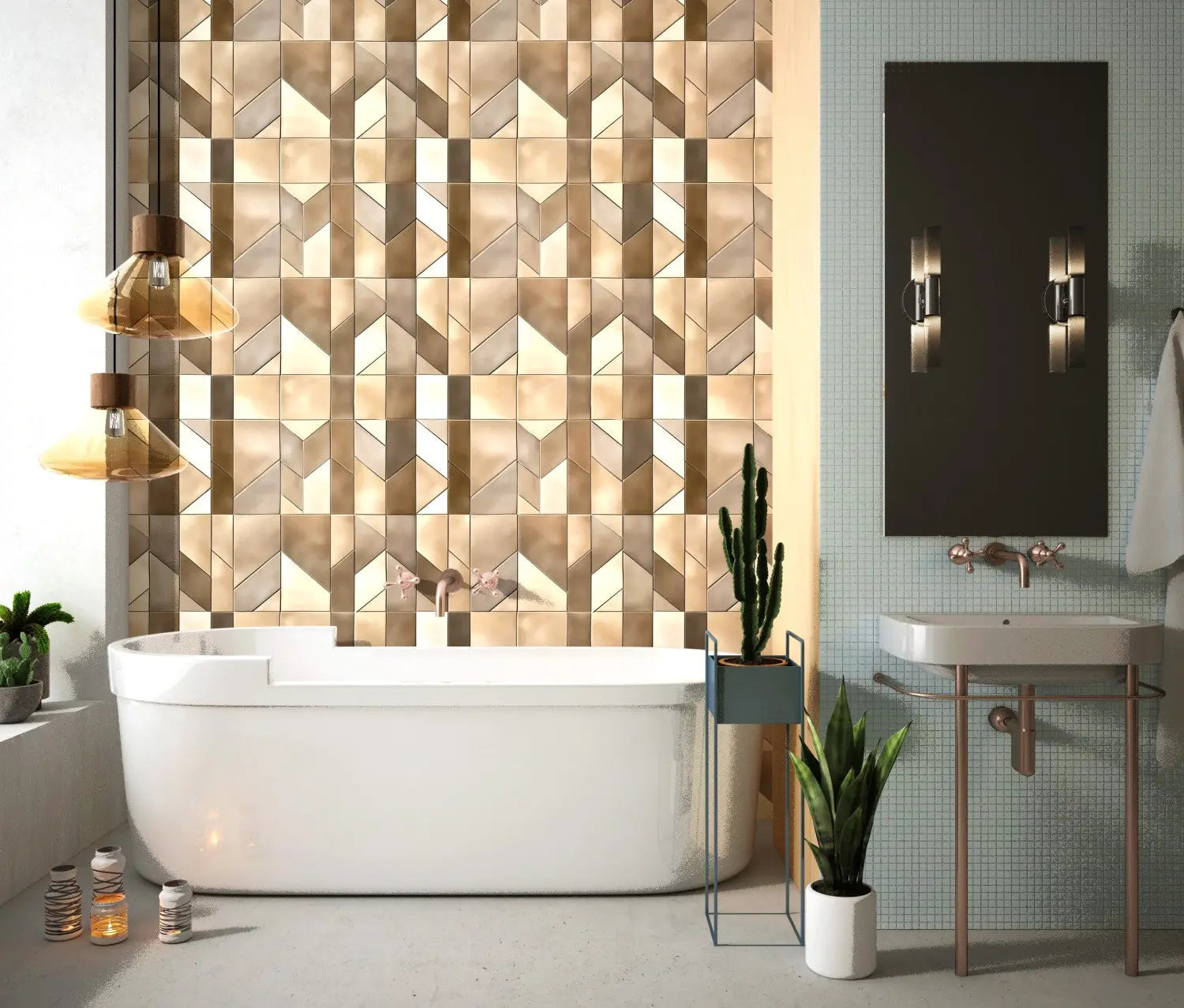 Gilded Earth Geometric Mosaic WallCreatives