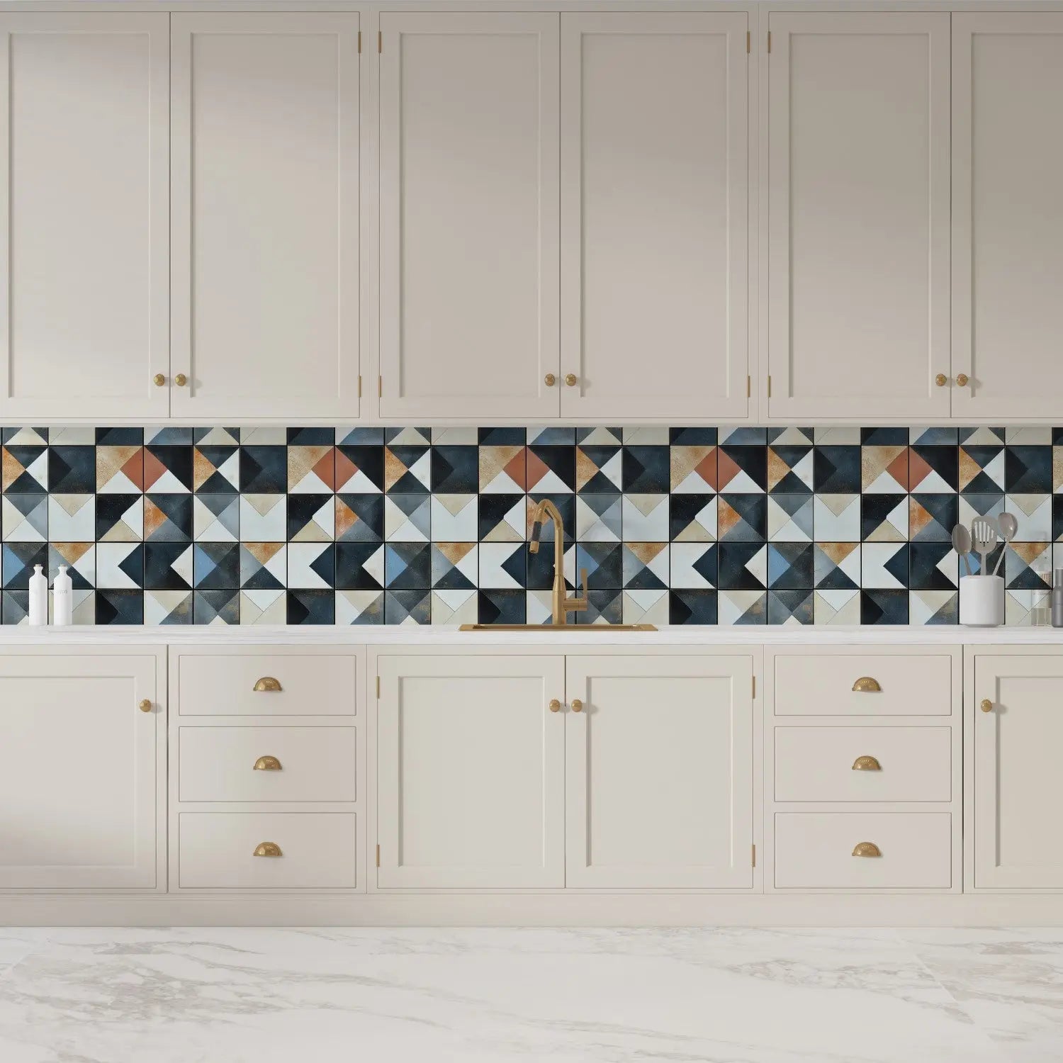 Forged Patina Geometric Tiles WallCreatives