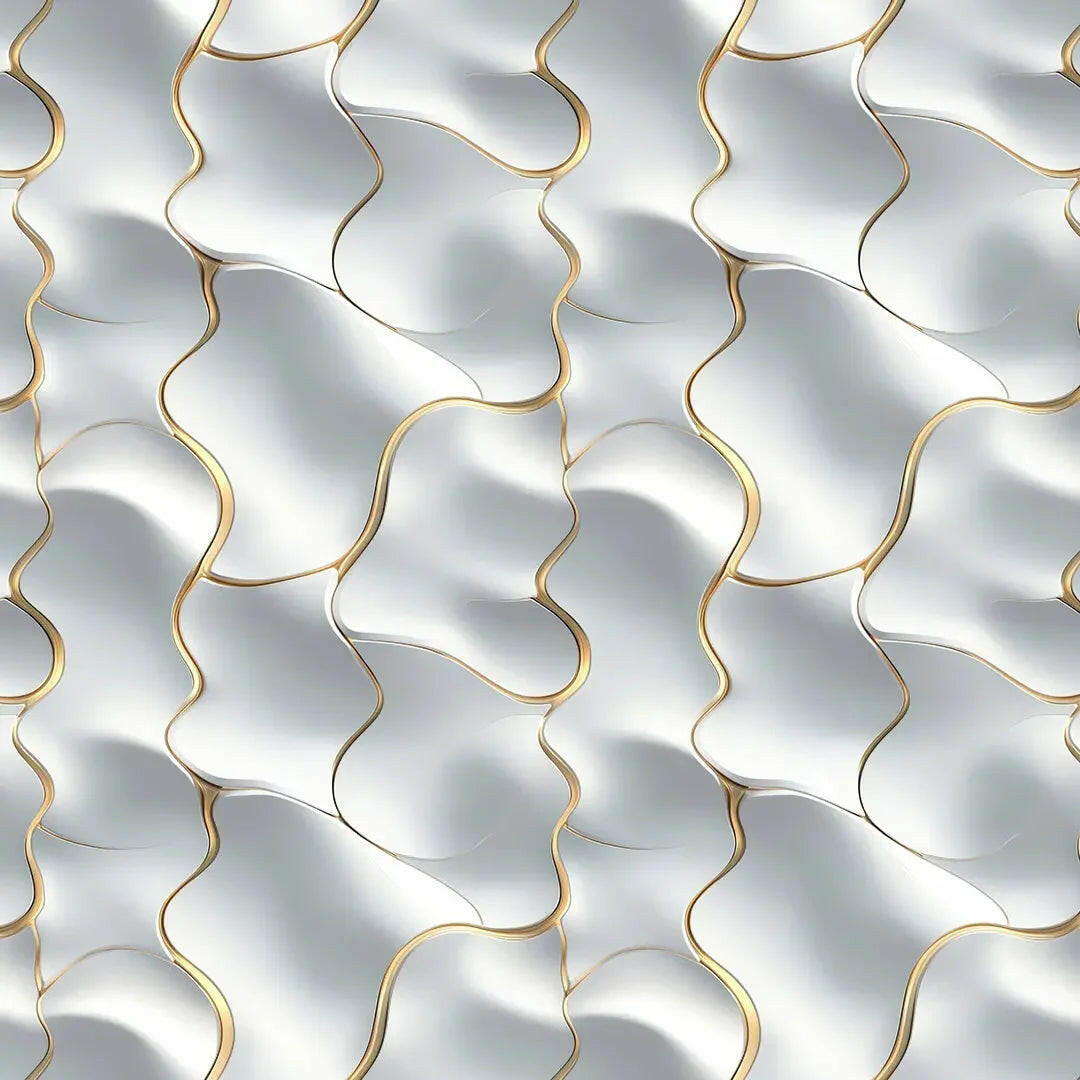 Golden Seams on Flowing Pearl - WallCreatives