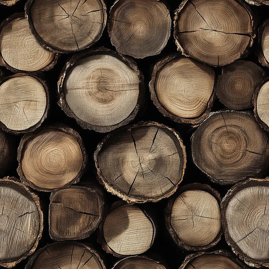 Rustic Fireside Log Stack - WallCreatives