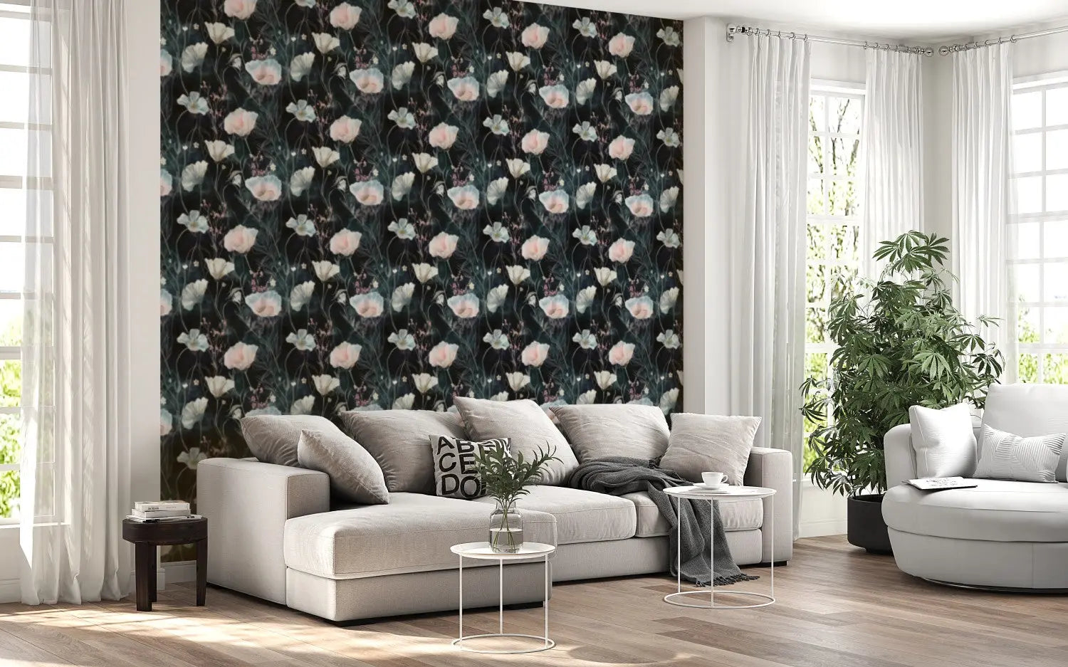 Luminous Floral Nocturne WallCreatives