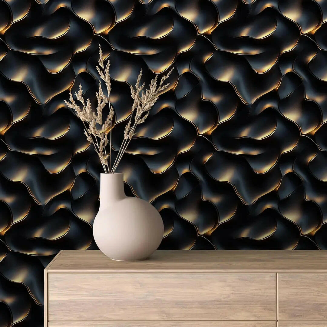Molten Noir Gilded Contours - WallCreatives