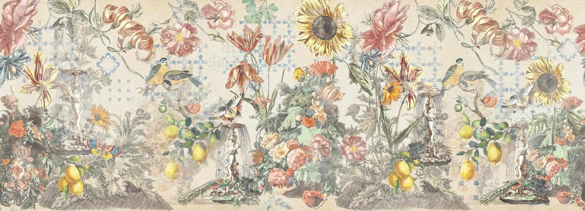 Ceramic Flowers (Cream) Wallpaper Vladila