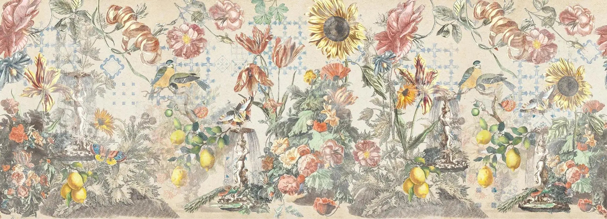 Ceramic Flowers (Cream) Wallpaper Vladila
