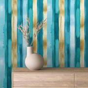 Teal Tides and Golden Sands - WallCreatives
