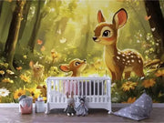 Sunbeam Meadow Fawn Mural - WallCreatives