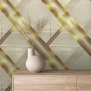 Gilded Pathways Abstract Wallpaper - WallCreatives