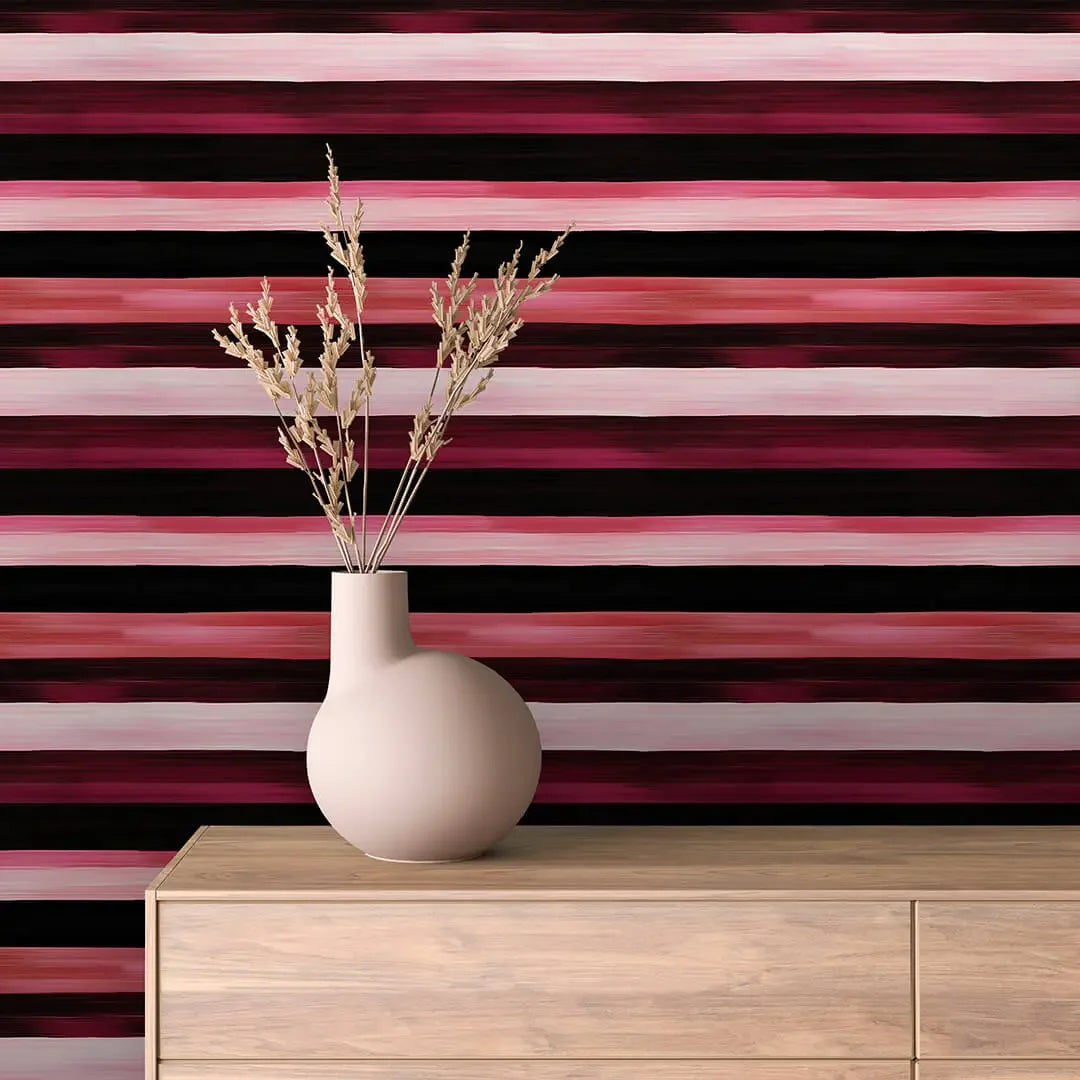 Midnight Blush Painted Stripes - WallCreatives