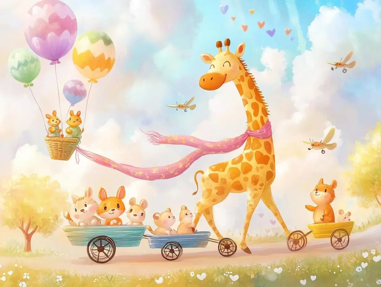 The Giraffe's Joyful Sky Parade - WallCreatives